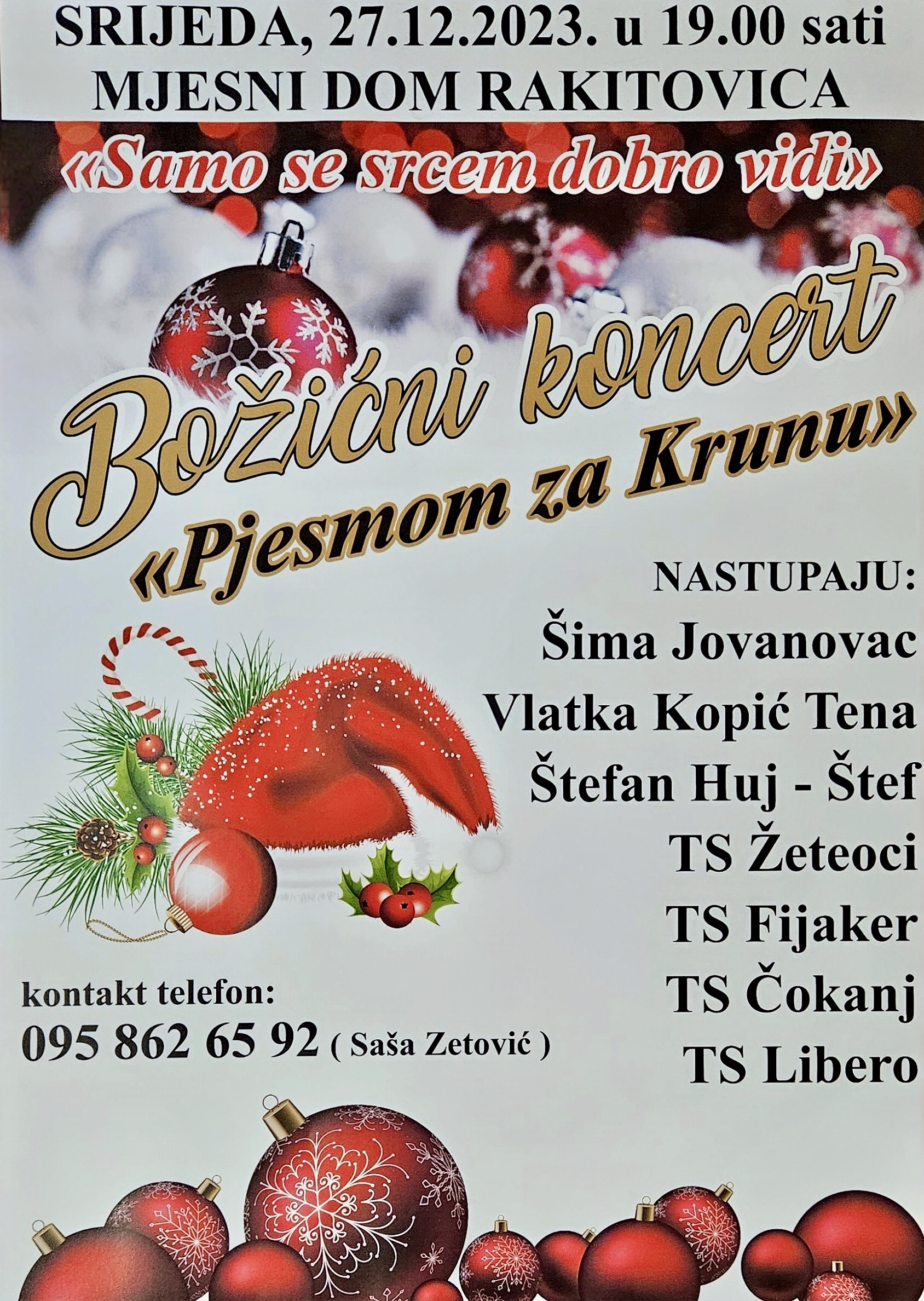 Božićni koncert u Rakitovici “Pjesmom za Krunu”
